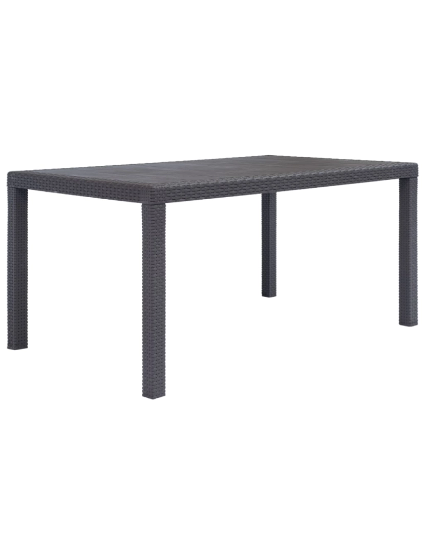 imagem de vidaXL Mesa de jardim 150x90x72 cm plástico castanho c/ aspeto de vime1