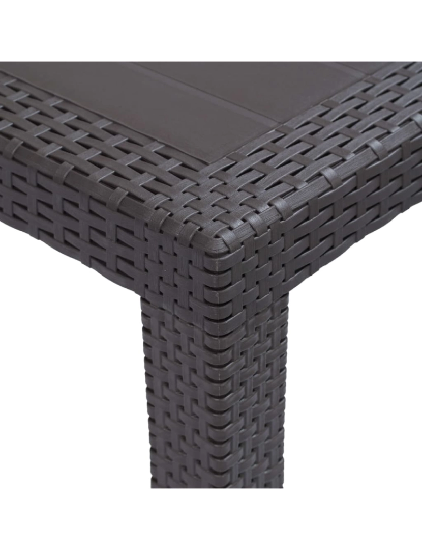 imagem de vidaXL Mesa de jardim 150x90x72 cm plástico castanho c/ aspeto de vime4