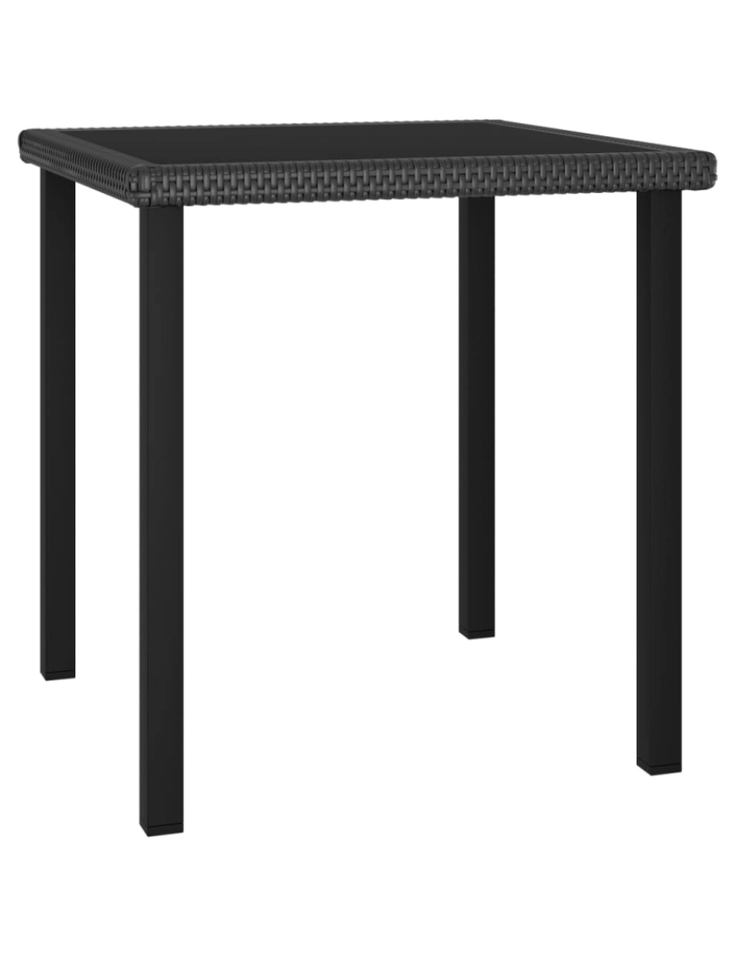 imagem de vidaXL Mesa de jantar jardim 70x70x73 cm vime PE preto2