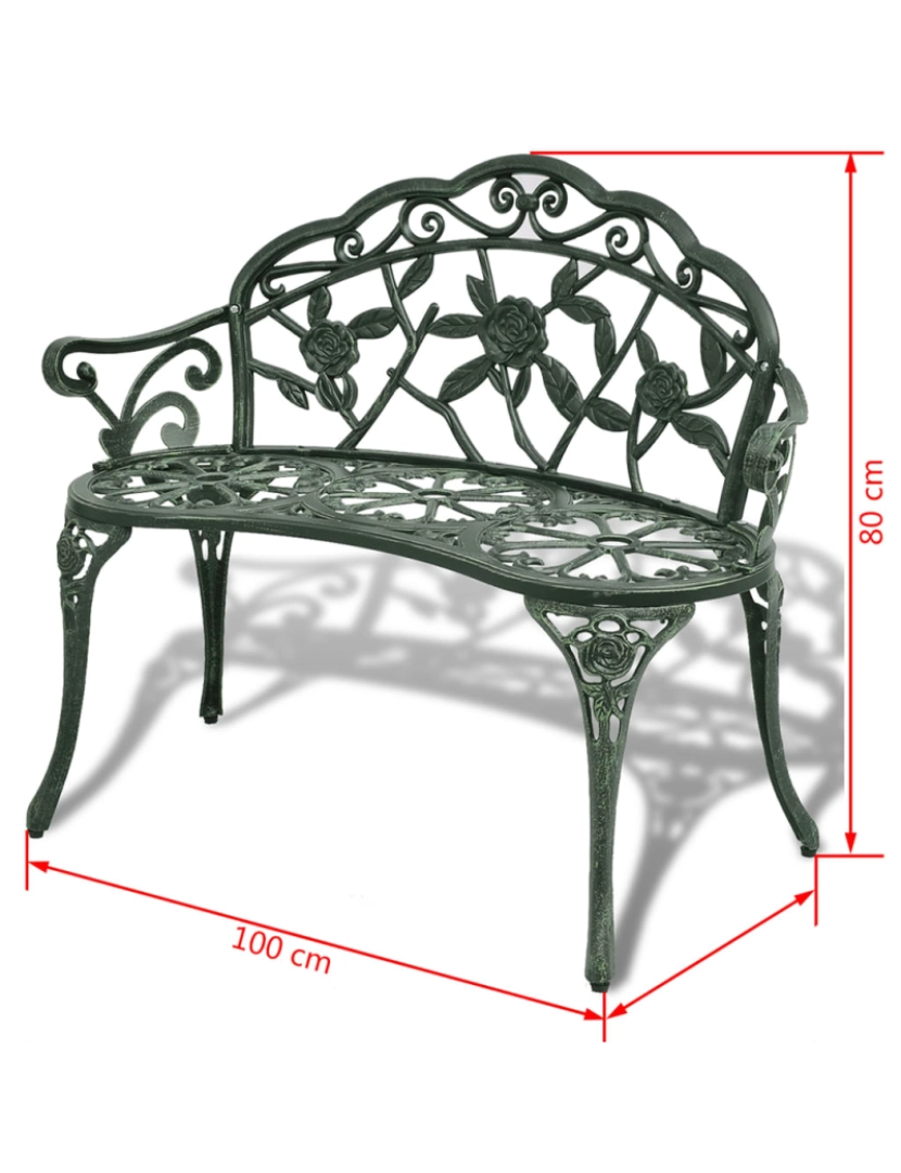 imagem de vidaXL Banco de jardim 100 cm alumínio fundido verde5