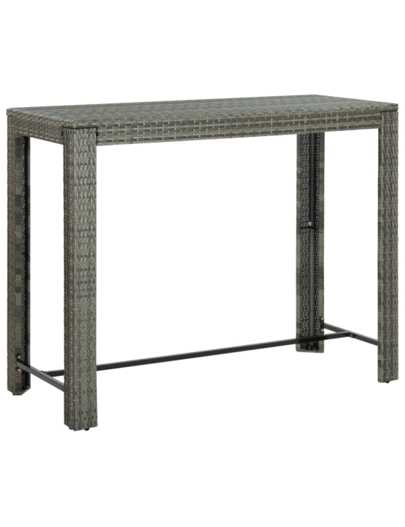 imagem de vidaXL Mesa de bar para jardim 140,5x60,5x110,5 cm vime PE cinzento1