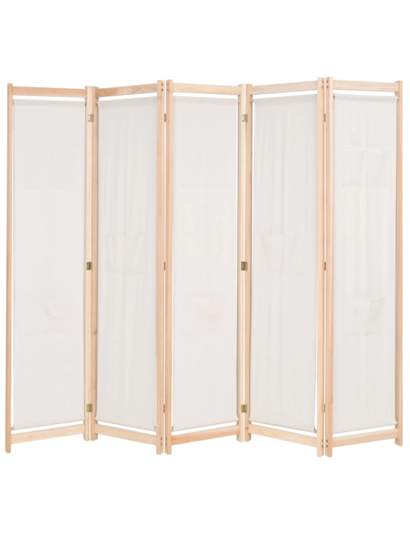 Vidaxl - vidaXL Divisória de quarto com 5 painéis 200x170x4 cm tecido creme