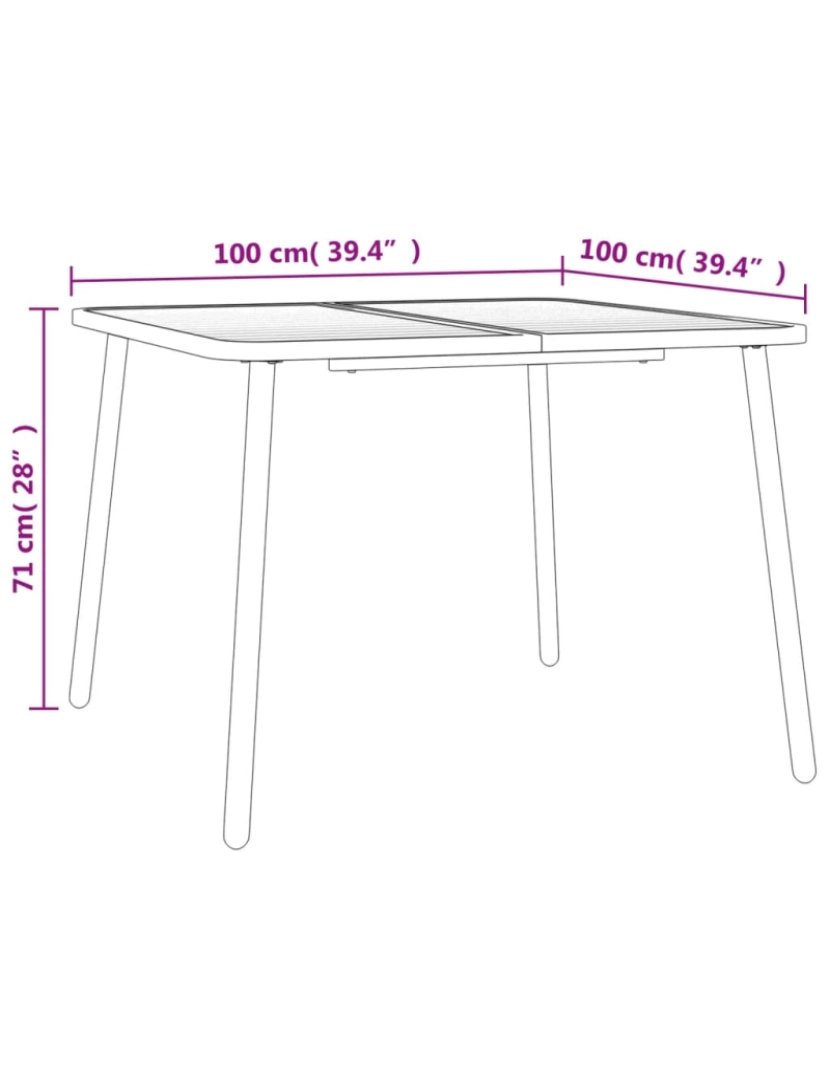 imagem de vidaXL Mesa de jardim 100x100x71 cm aço antracite8