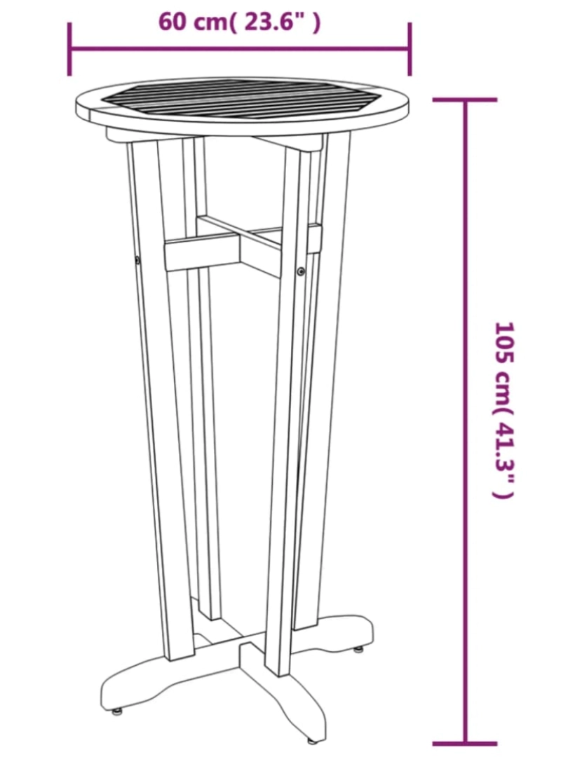 imagem de vidaXL Mesa de bar para jardim Ø60x105 cm madeira de acácia maciça7