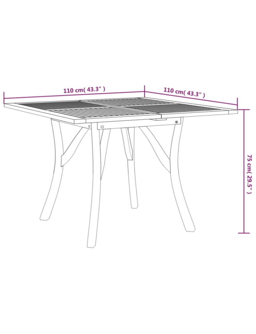 imagem de vidaXL Mesa de jardim 110x110x75 cm madeira de acácia maciça7