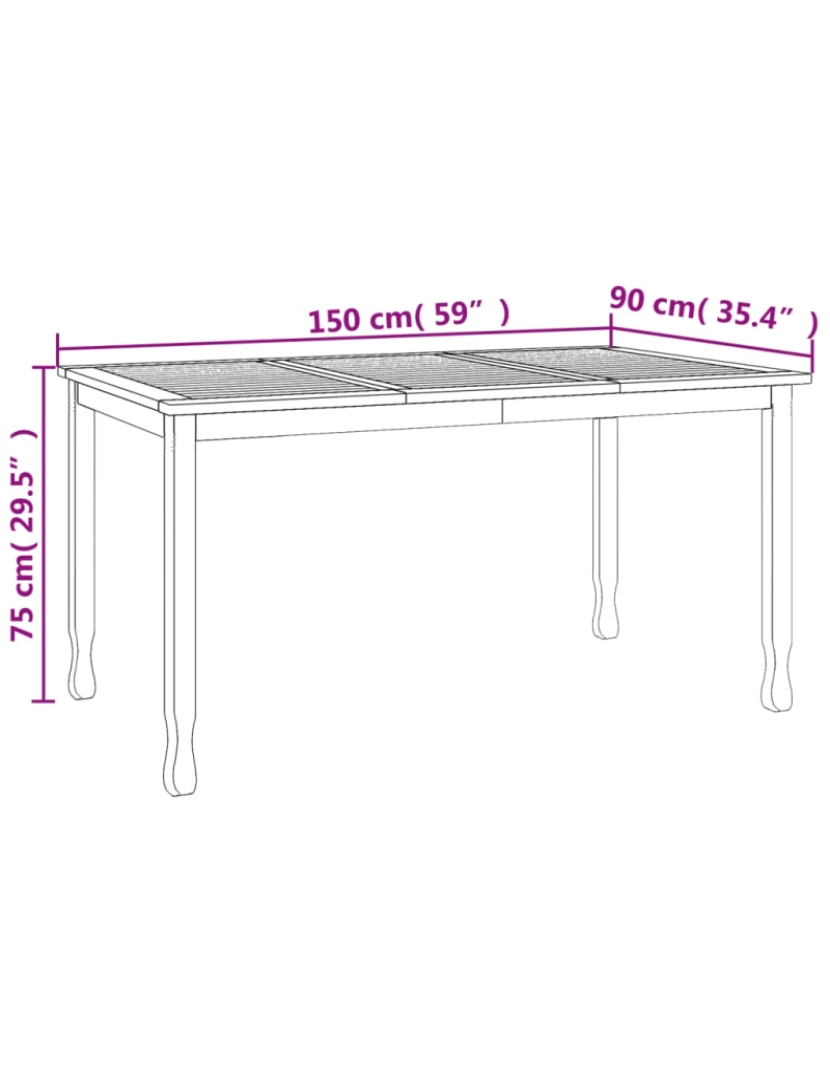 imagem de vidaXL Mesa de jantar p/ jardim 150x90x75 cm madeira de teca maciça8