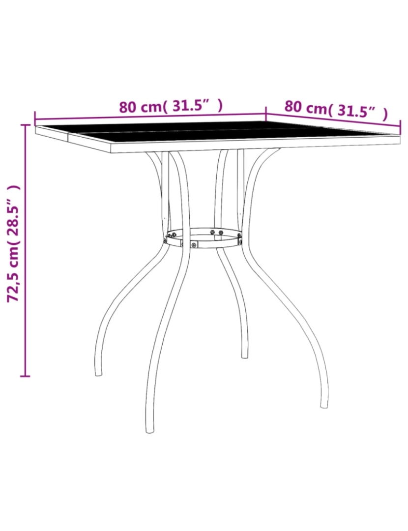 imagem de vidaXL Mesa de jardim 80x80x72,5 cm malha de aço antracite7