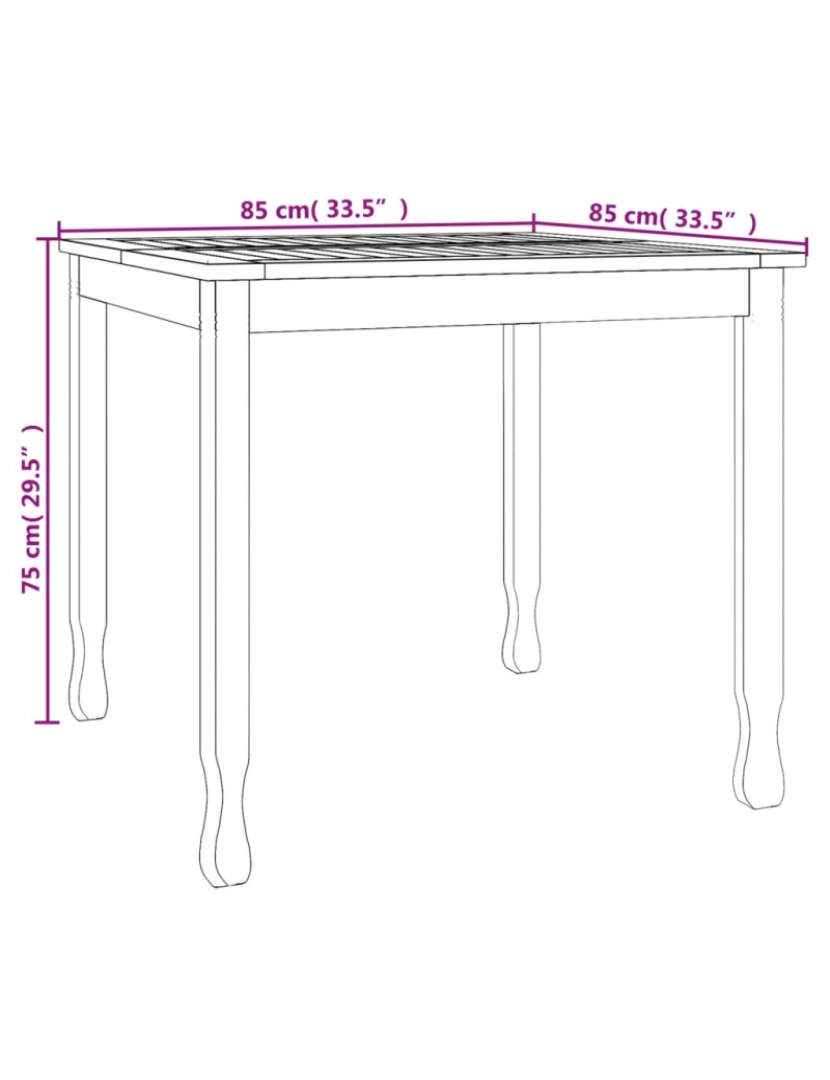 imagem de vidaXL Mesa de jantar p/ jardim 85x85x75 cm madeira de teca maciça7