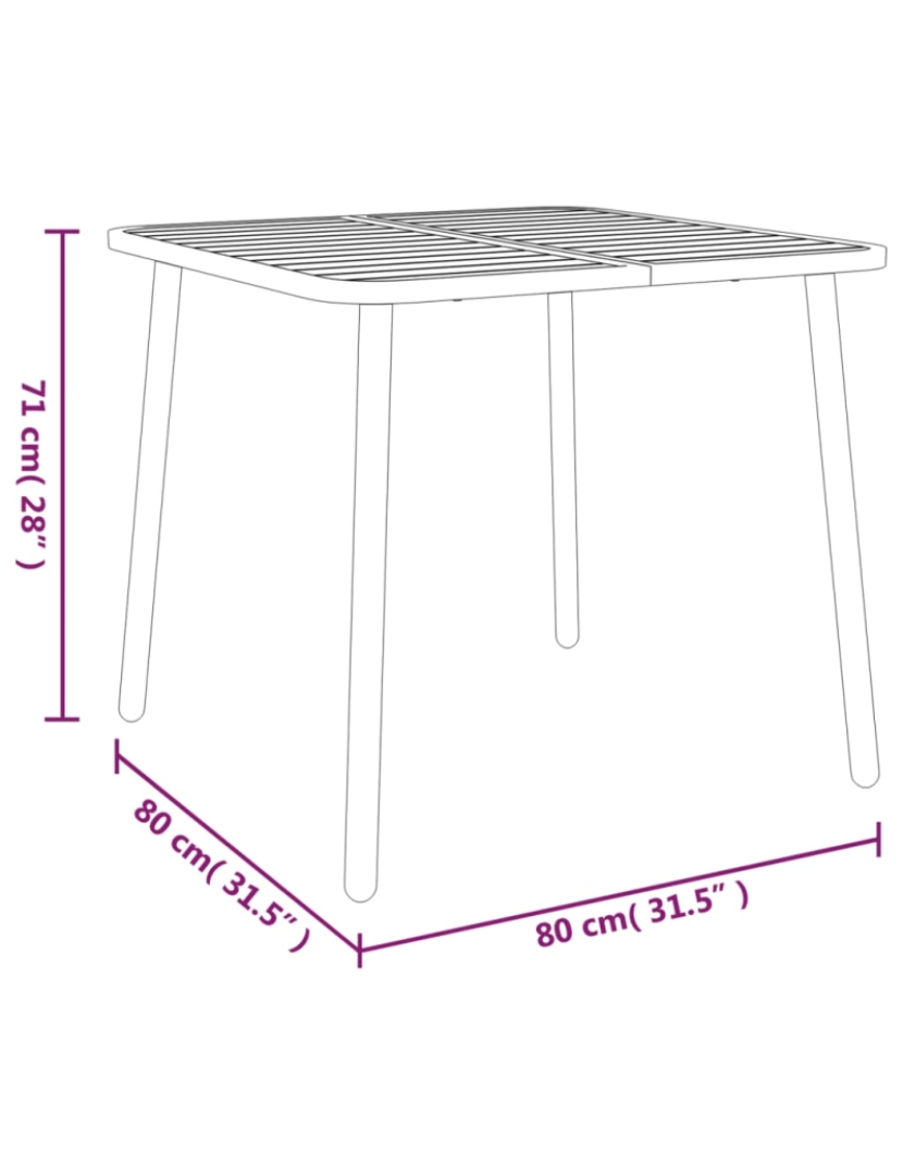 imagem de vidaXL Mesa de jardim 80x80x71 cm aço antracite7