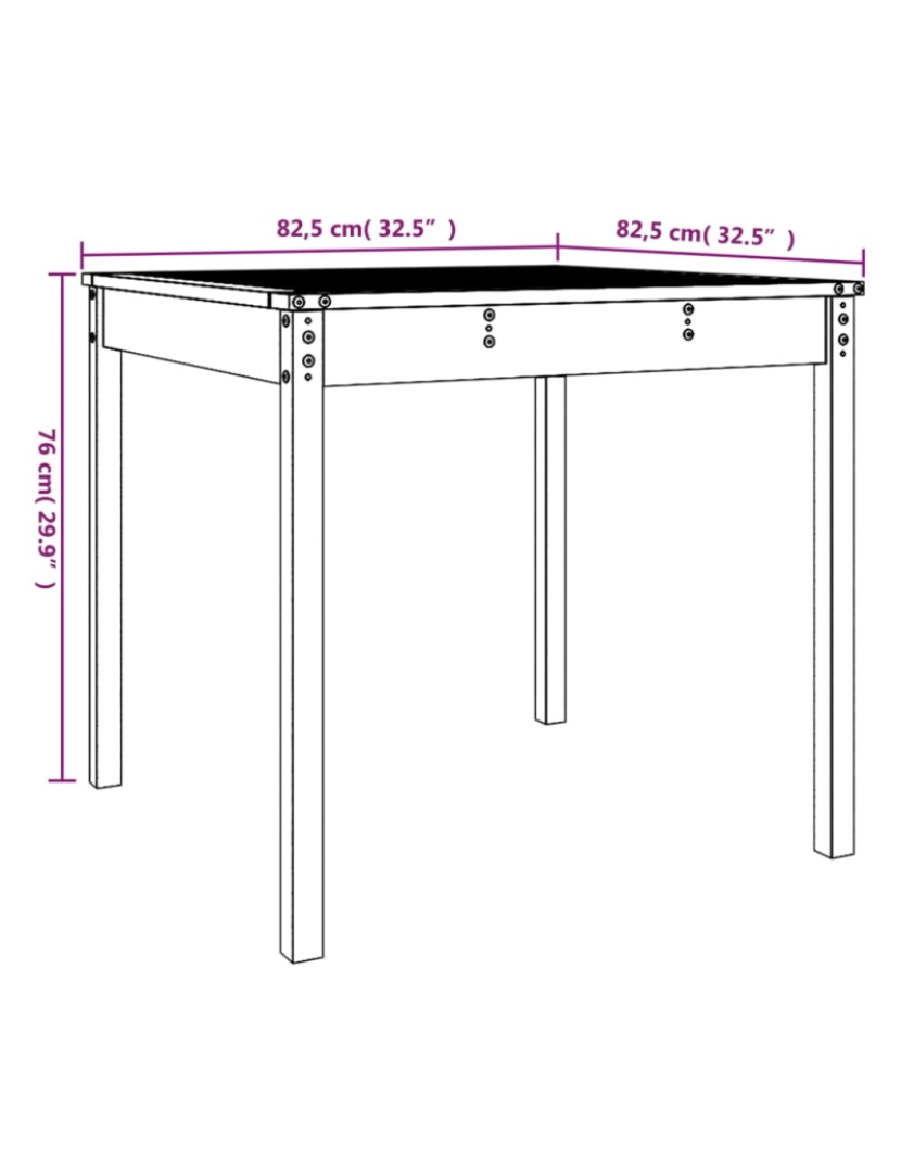 imagem de vidaXL Mesa de jardim 82,5x82,5x76 cm madeira de pinho maciça cinzento9