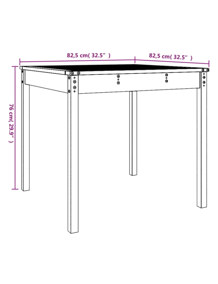 imagem de vidaXL Mesa de jardim 82,5x82,5x76 cm madeira de pinho maciça preto9