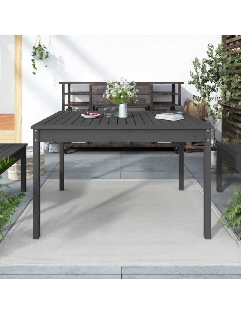 imagem de vidaXL Mesa de jardim 121x82,5x76 cm madeira de pinho maciça cinzento3