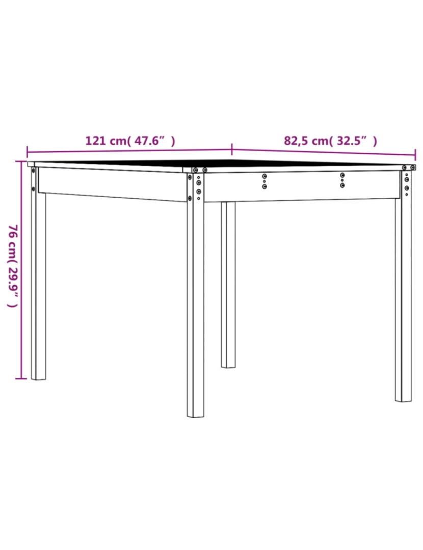 imagem de vidaXL Mesa de jardim 121x82,5x76 cm madeira de pinho maciça cinzento9