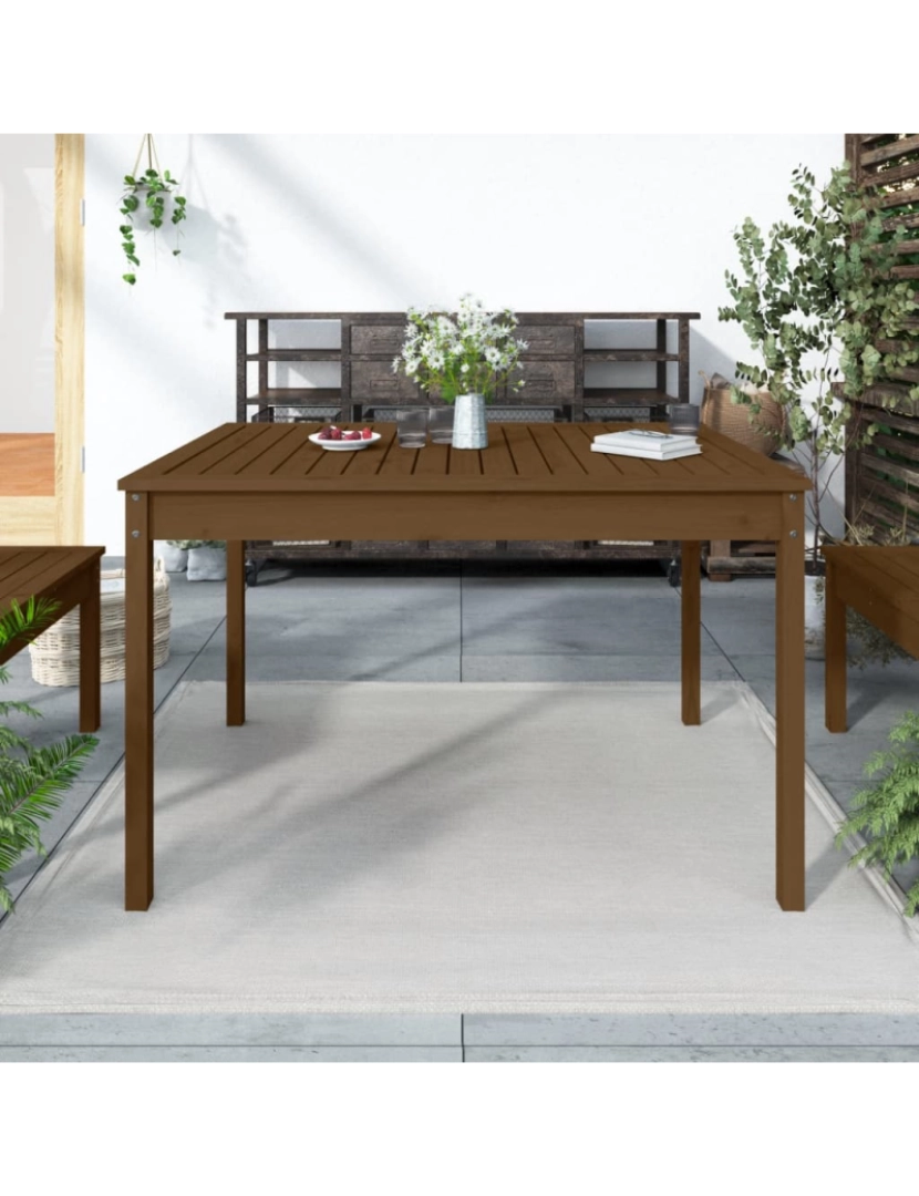 imagem de vidaXL Mesa de jardim 121x82,5x76 cm pinho maciço castanho-mel2