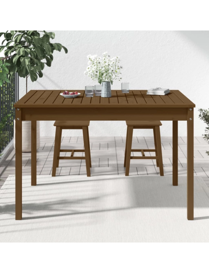 imagem de vidaXL Mesa de jardim 121x82,5x76 cm pinho maciço castanho-mel4