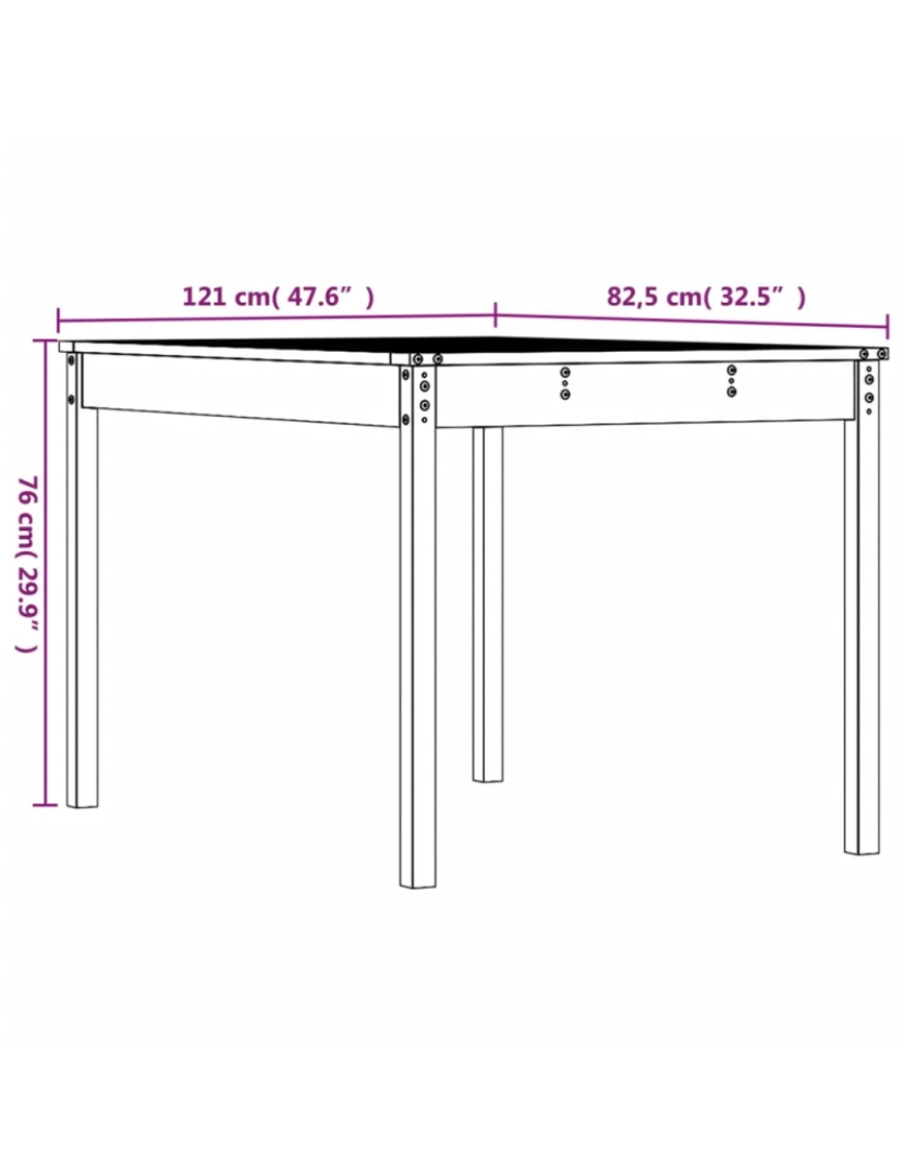 imagem de vidaXL Mesa de jardim 121x82,5x76 cm pinho maciço castanho-mel9