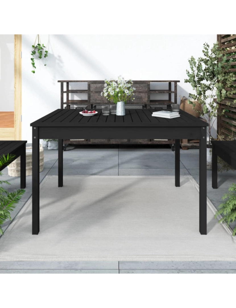 imagem de vidaXL Mesa de jardim 121x82,5x76 cm madeira de pinho maciça preto2