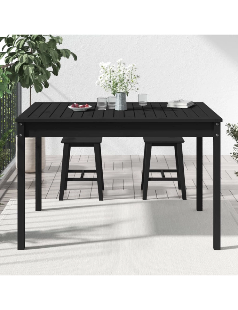 imagem de vidaXL Mesa de jardim 121x82,5x76 cm madeira de pinho maciça preto4