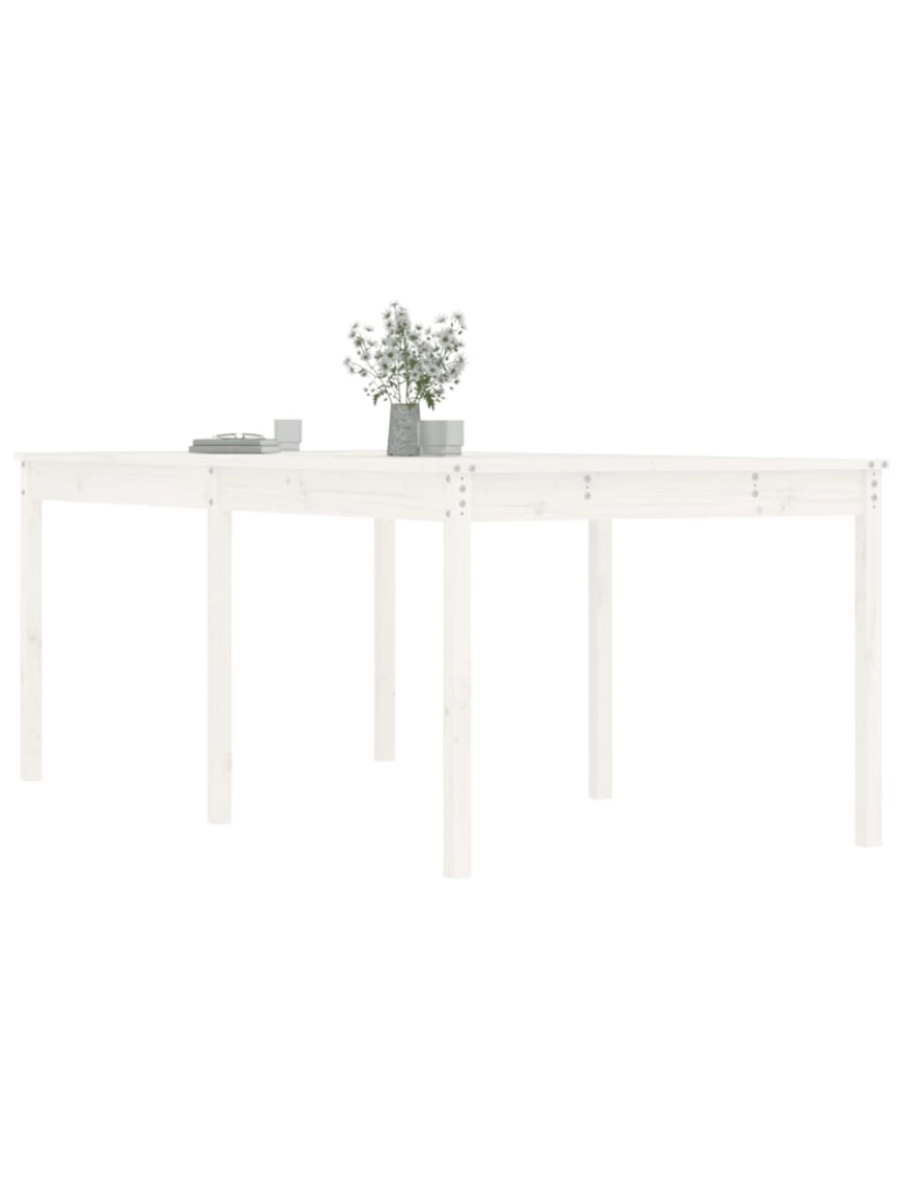 imagem de vidaXL Mesa de jardim 203,5x100x76 cm madeira de pinho maciça branco5