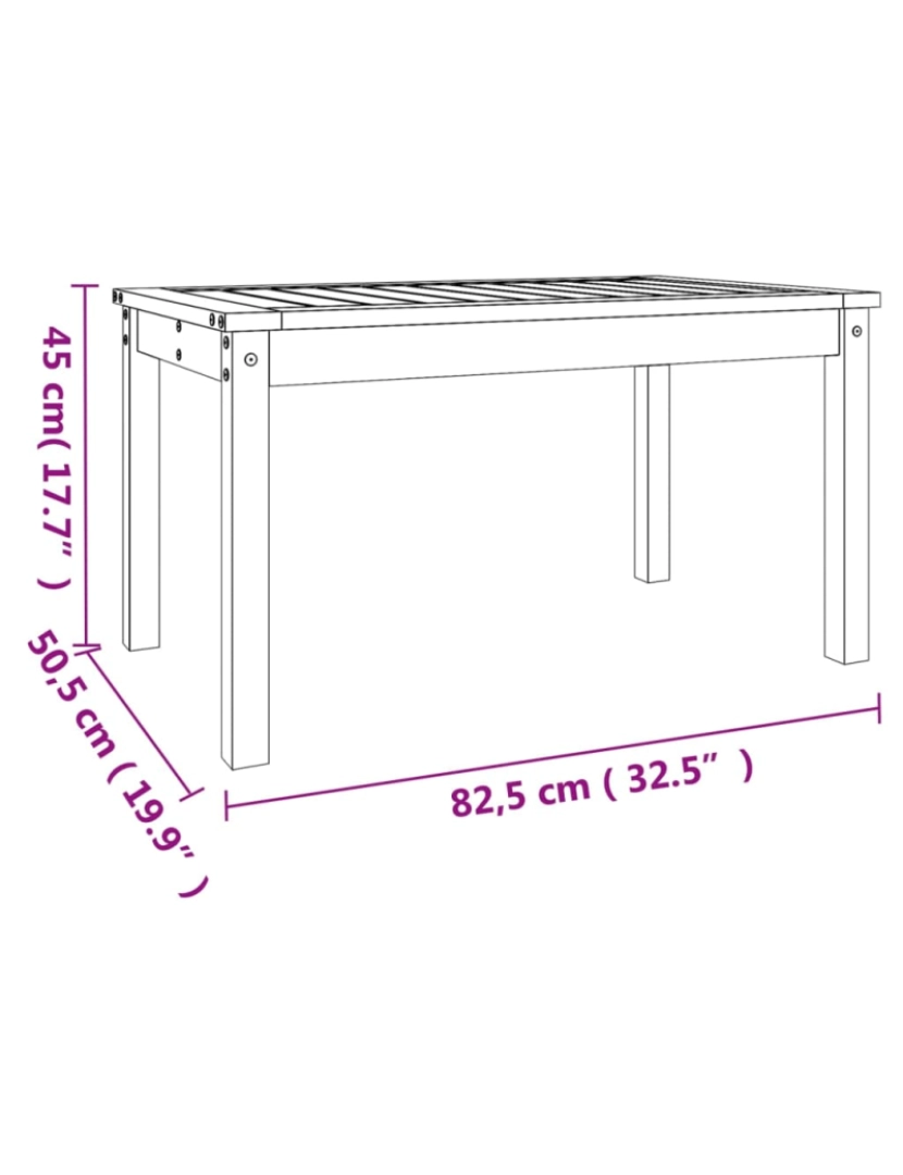 imagem de vidaXL Mesa jardim 82,5x50,5x45cm madeira de pinho maciça castanho-mel9