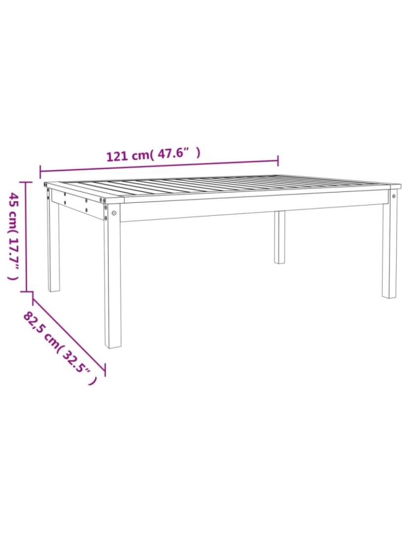 imagem de vidaXL Mesa de jardim 121x82,5x45 cm madeira de douglas maciça9