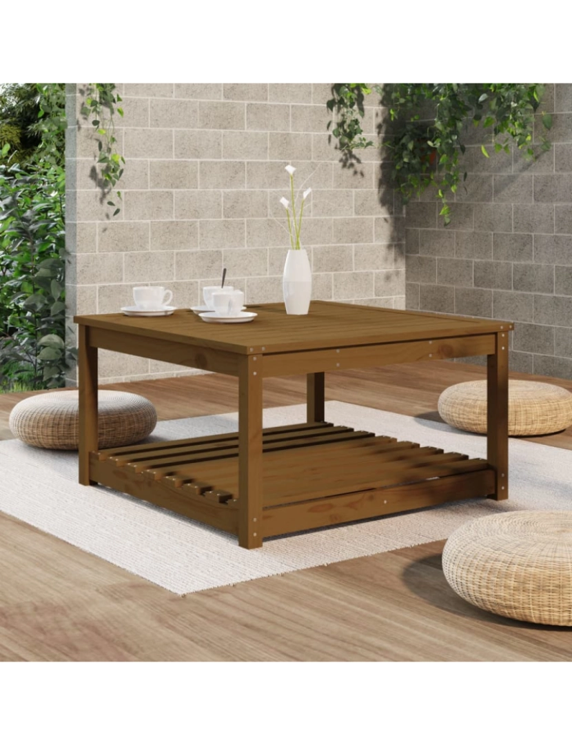 imagem de vidaXL Mesa de jardim 82,5x82,5x45 cm pinho maciço castanho-mel4