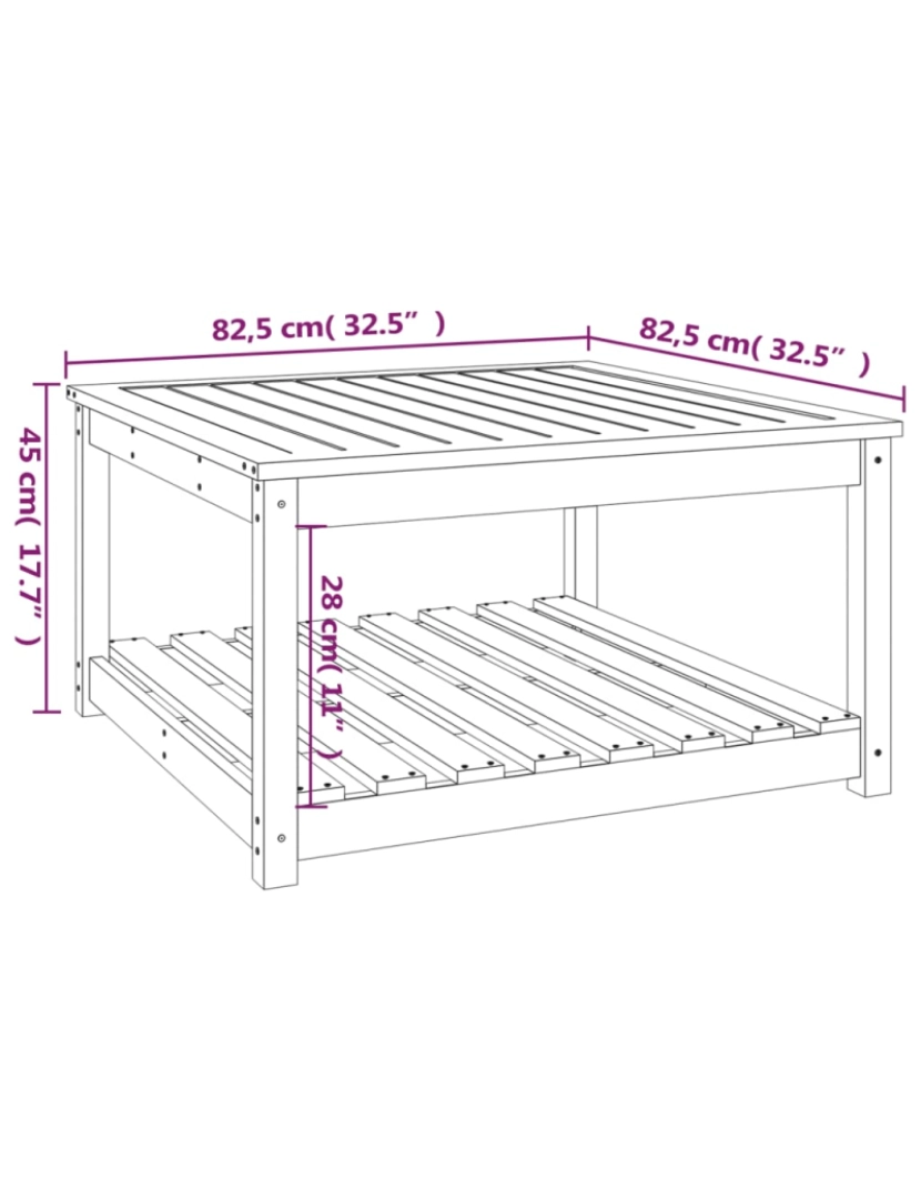 imagem de vidaXL Mesa de jardim 82,5x82,5x45 cm pinho maciço castanho-mel9