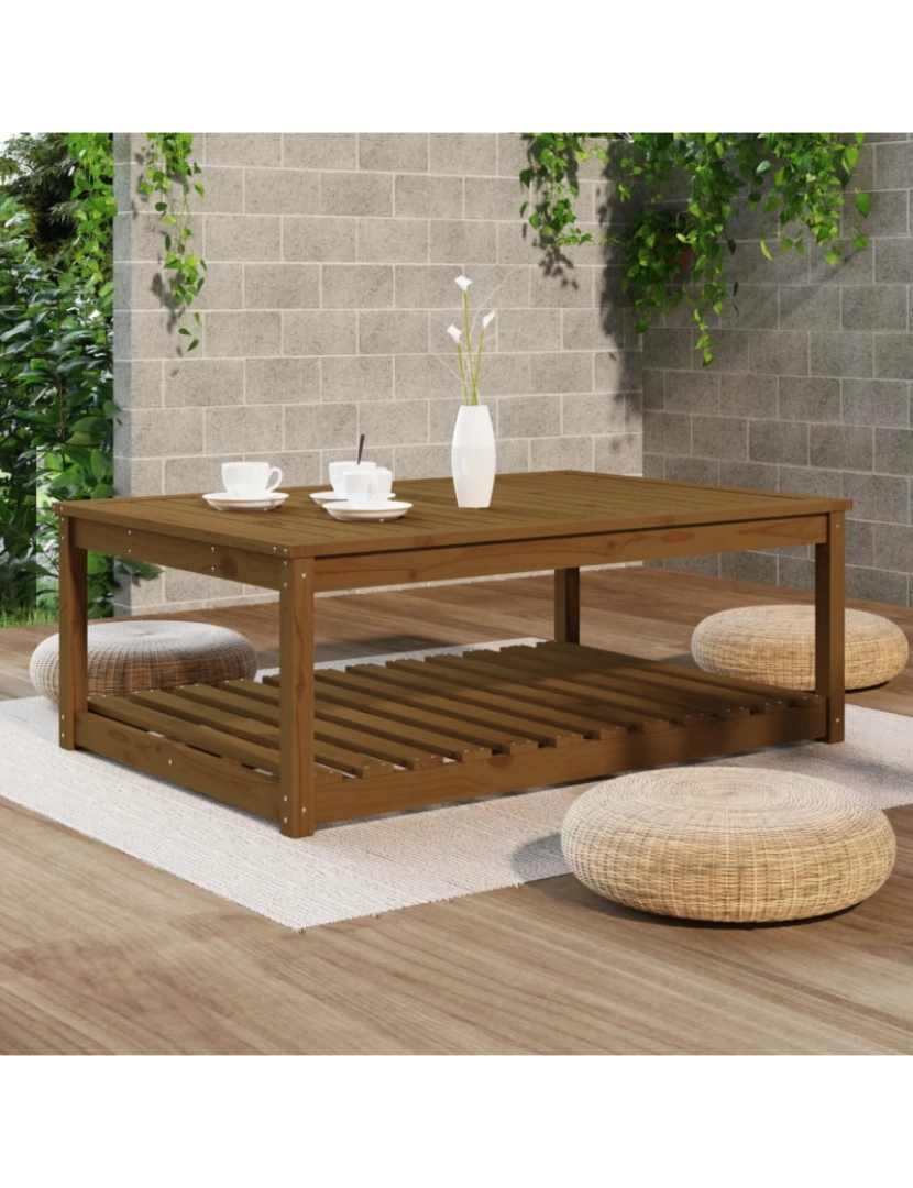 imagem de vidaXL Mesa de jardim 121x82,5x45 cm pinho maciço castanho-mel4