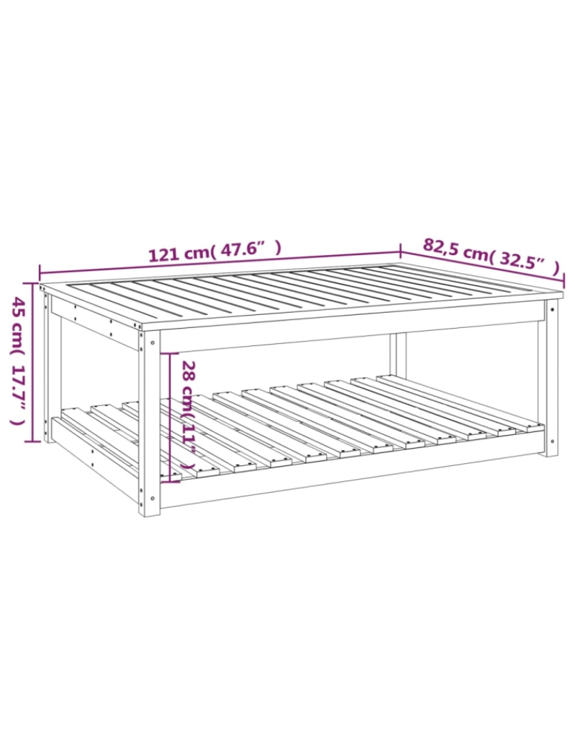 imagem de vidaXL Mesa de jardim 121x82,5x45 cm pinho maciço castanho-mel9