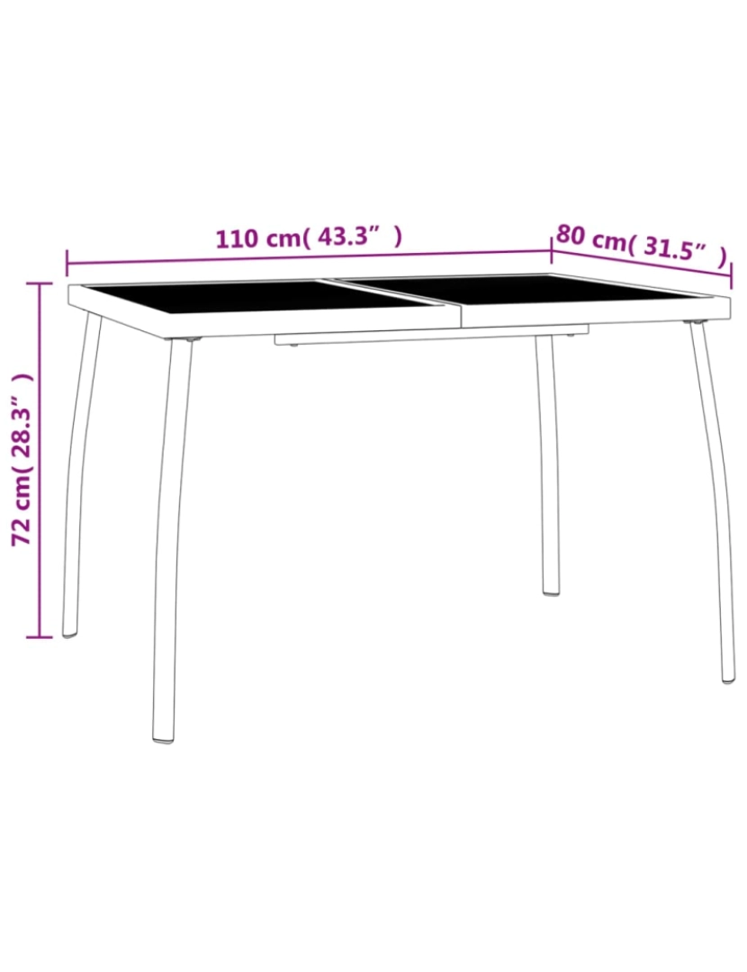 imagem de vidaXL Mesa de jardim 110x80x72 cm malha de aço antracite8