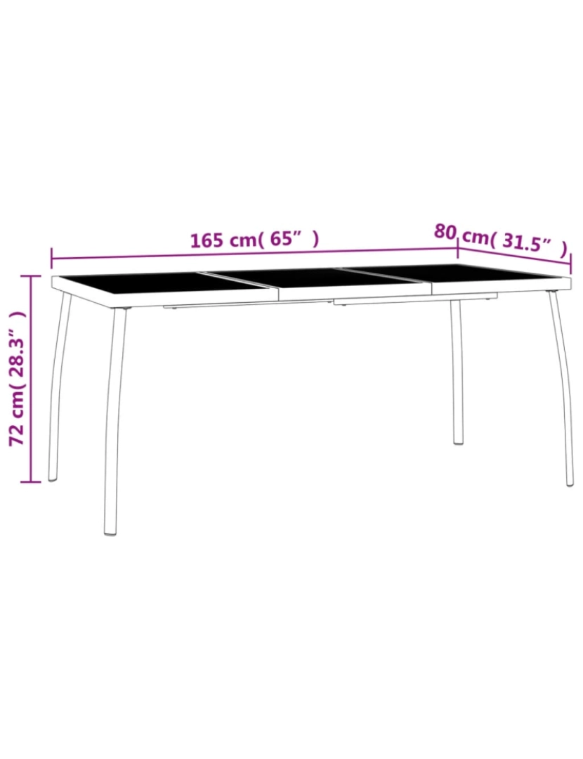 imagem de vidaXL Mesa de jardim 165x80x72 cm malha de aço antracite8