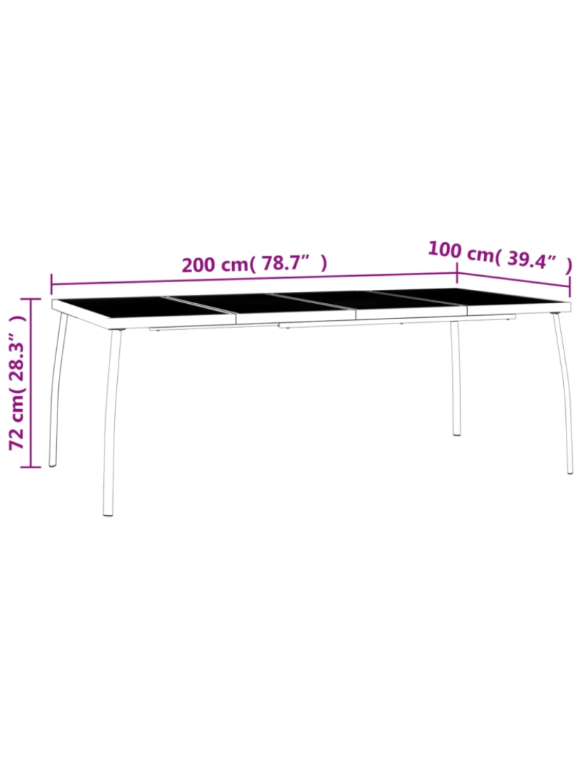 imagem de vidaXL Mesa de jardim 200x100x72 cm malha de aço antracite6