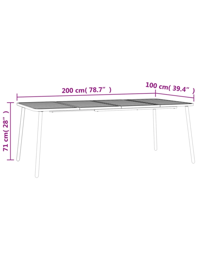 imagem de vidaXL Mesa de jardim 200x100x71 cm aço antracite8