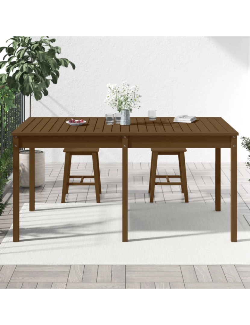 imagem de vidaXL Mesa de jardim 159,5x82,5x76 cm pinho maciço castanho-mel4