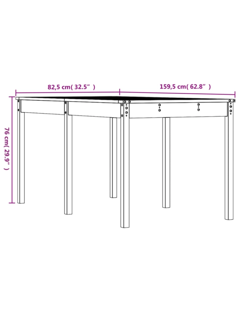 imagem de vidaXL Mesa de jardim 159,5x82,5x76 cm pinho maciço castanho-mel9