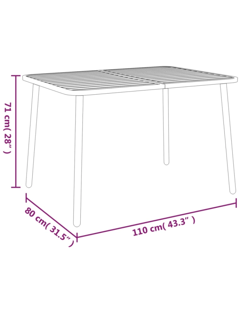 imagem de vidaXL Mesa de jardim 110x80x71 cm aço antracite7