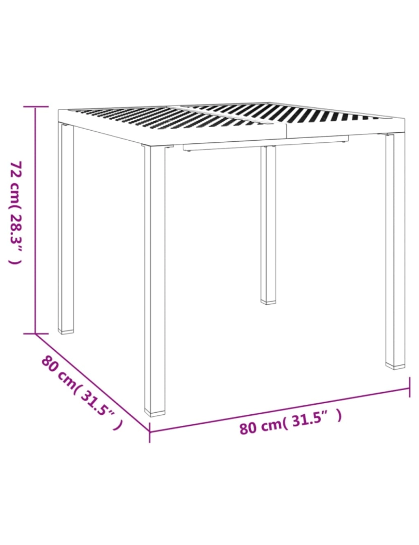 imagem de vidaXL Mesa de jardim 80x80x72 cm aço antracite8