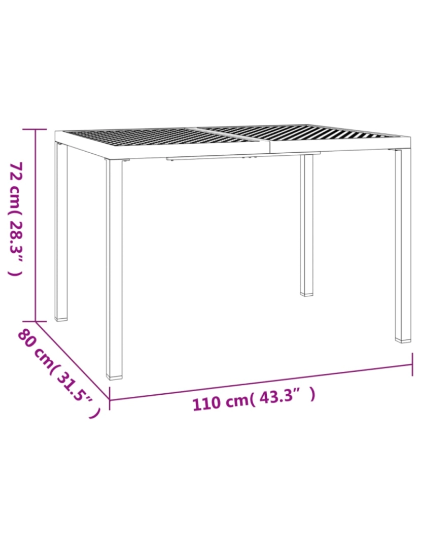 imagem de vidaXL Mesa de jardim 110x80x72 cm aço antracite8