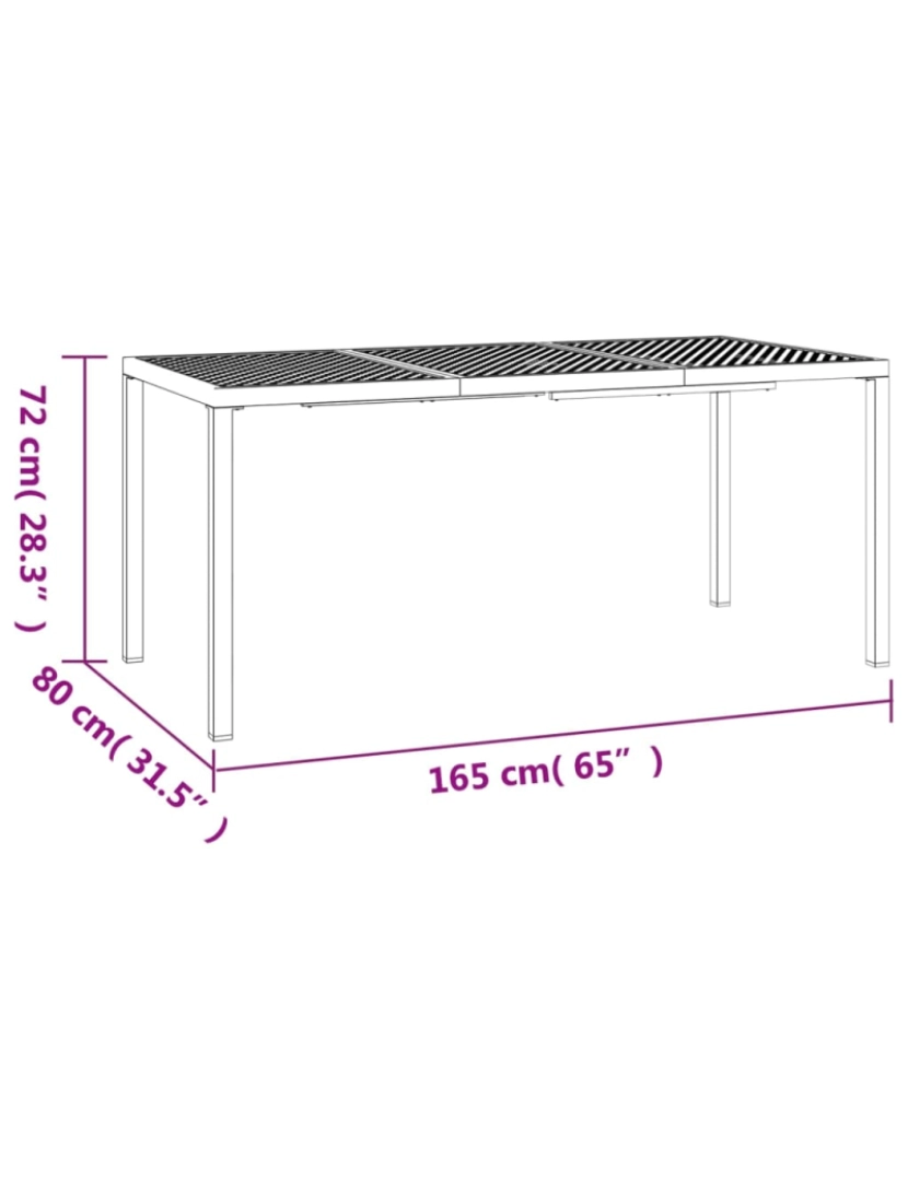 imagem de vidaXL Mesa de jardim 165x80x72 cm aço antracite8