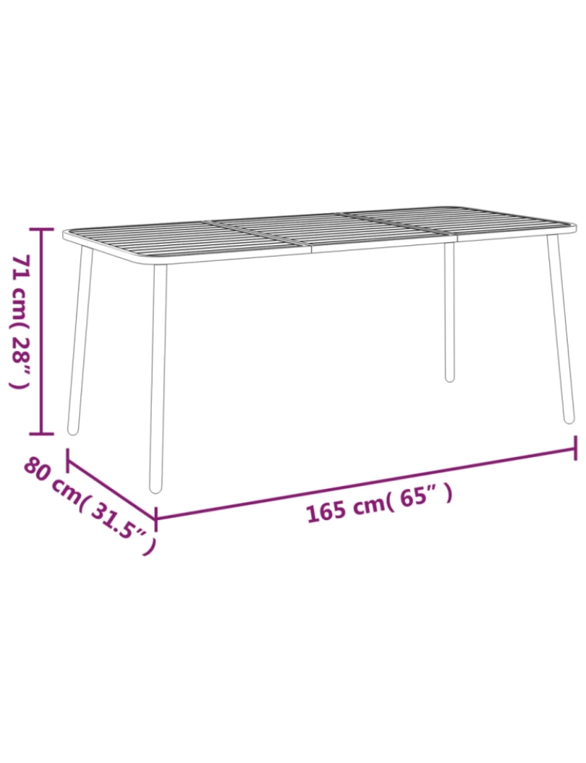 imagem de vidaXL Mesa de jardim 165x80x71 cm aço antracite7