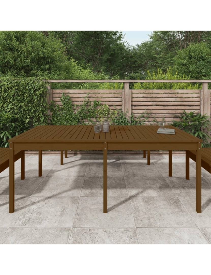 imagem de vidaXL Mesa de jardim 203,5x100x76 cm pinho maciço castanho-mel4