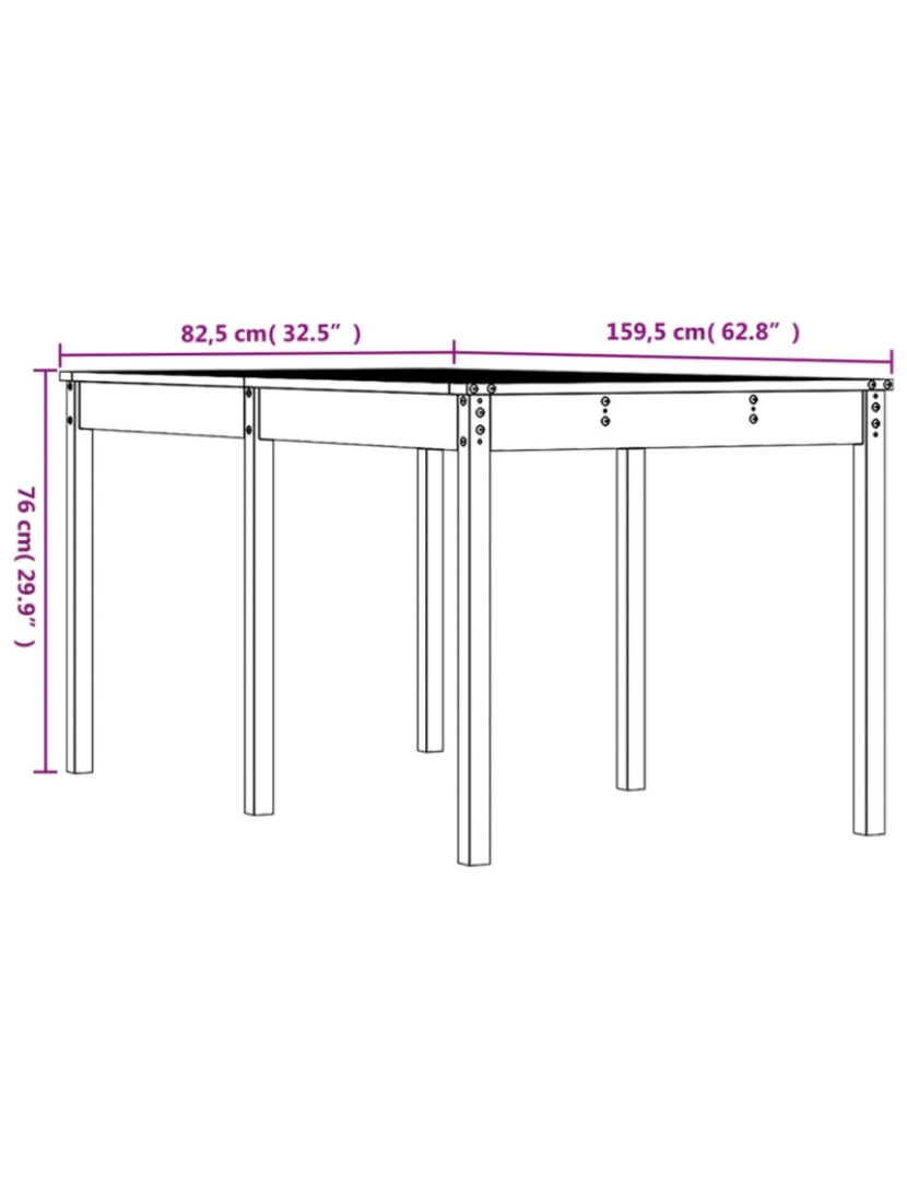 imagem de vidaXL Mesa de jardim 159,5x82,5x76 cm madeira de douglas maciça9