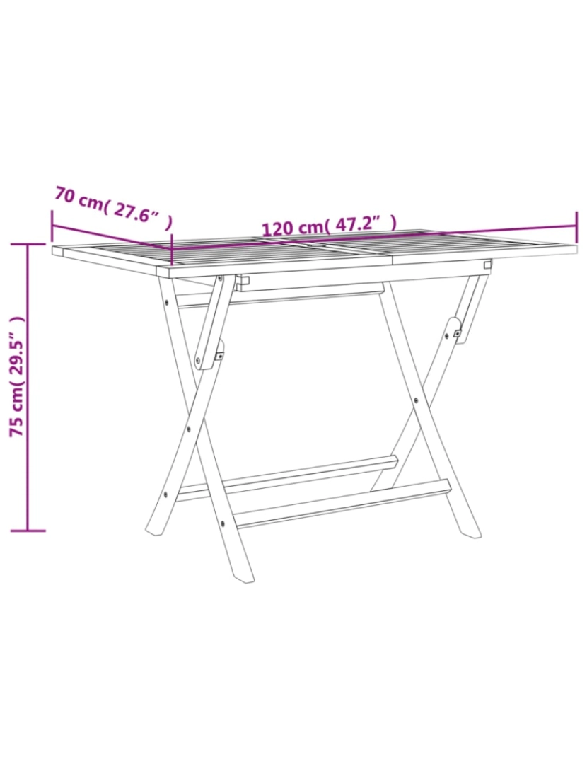 imagem de vidaXL Mesa de jardim dobrável 120x70x75 cm teca maciça cinzento9