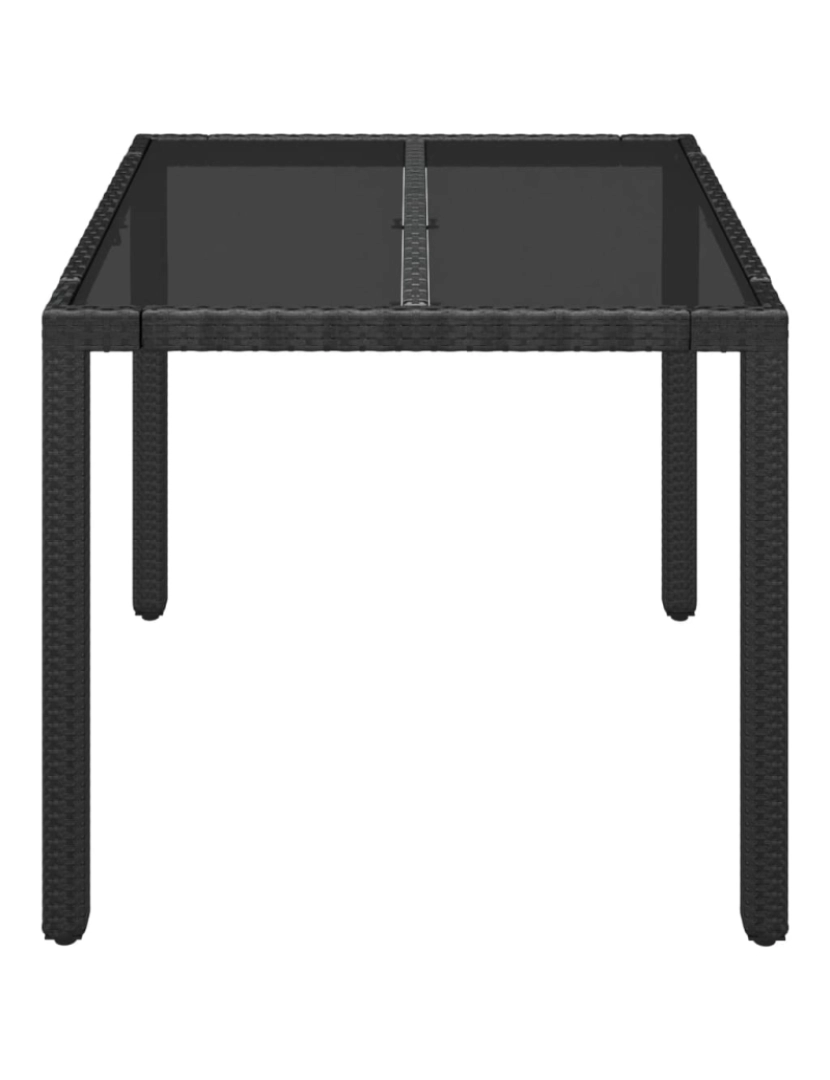 imagem de vidaXL Mesa de jardim com tampo de vidro 90x90x75 cm vime PE preto4