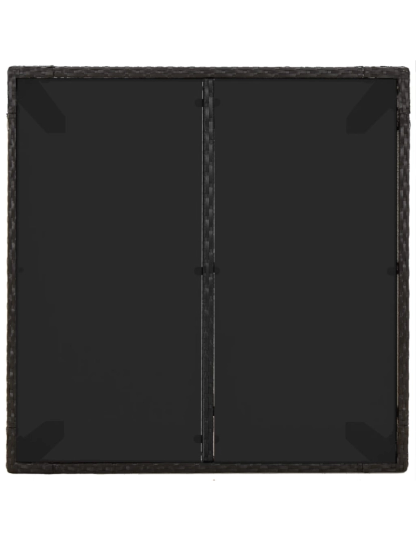 imagem de vidaXL Mesa de jardim com tampo de vidro 90x90x75 cm vime PE preto6