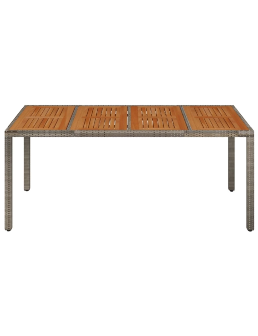 imagem de vidaXL Mesa de jardim com tampo de madeira 190x90x75 cm vime PE cinza4