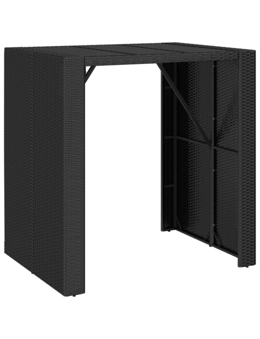 Vidaxl - vidaXL Mesa de bar com tampo de vidro 105x80x110 cm vime PE preto