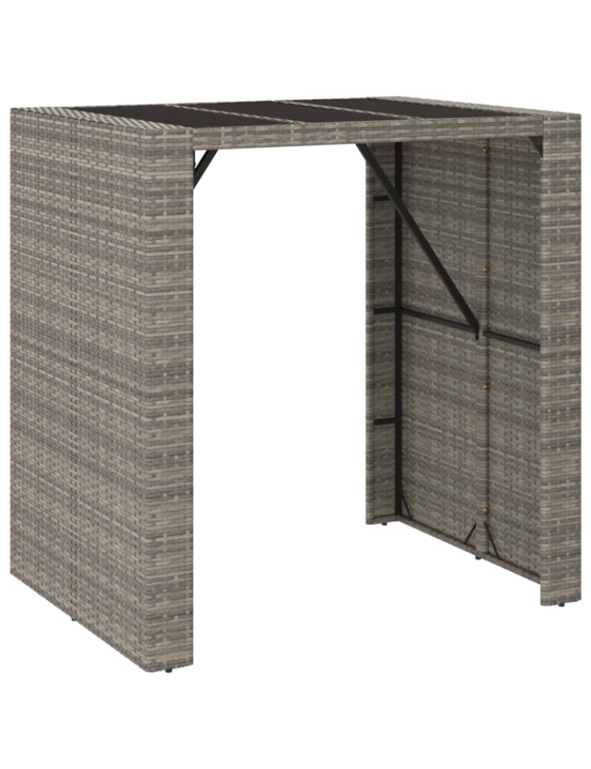 Vidaxl - vidaXL Mesa de bar com tampo de vidro 105x80x110 cm vime PE cinzento