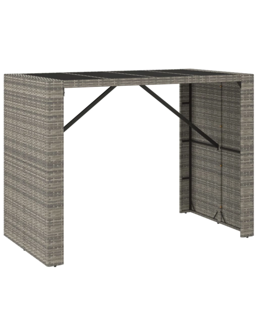 Vidaxl - vidaXL Mesa de bar com tampo de vidro 145x80x110 cm vime PE cinzento