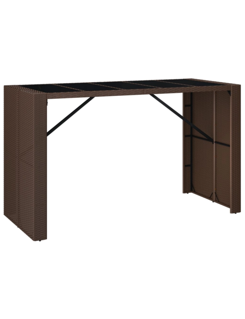 imagem de vidaXL Mesa de bar com tampo de vidro 185x80x110 cm vime PE castanho1